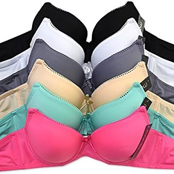 Madelyn Women's Basic Plain Bras, Pack of 6, Assorted Colors, Various Styles (36B, 1005)