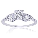 1 Ct Cushion Cut Diamond Engagement Ring Pave 14K WHITE GOLD SI1-F CUT:EXCELLENT