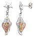 Sterling Silver, Synthetic Pink Opal Inlay Conch Dangle Earrings, 1 3/8 (35 mm) long