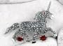 Garnet and Marcasite Unicorn Sterling Silver Pin Brooch