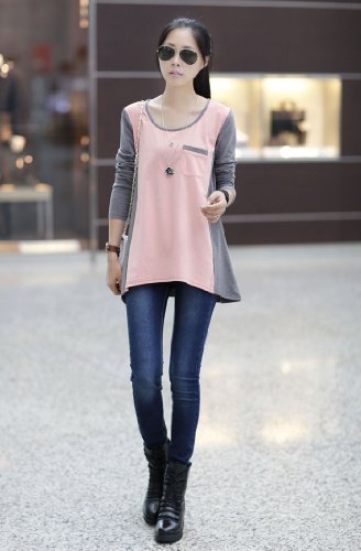 Bluesky 2014 Fashion Blank T-shirt Women 100% Cotton Preshrunk T-shirt Women Soft Slim Fit Sex Women T-shirt (L, Pink)