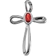 14K White Gold Ruby Cross Pendant