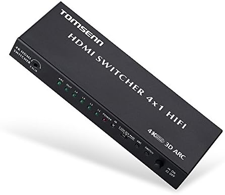 Tomsenn 4K x 2K 4-Port HDMI Switch with IR Remote And Toslink /Spdif/ Digital Coaxial and 3.5mm Jack Audio Output