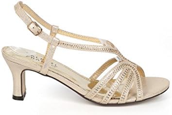 Valenti Franco CH56 Women Metallic Open Toe Rhinestone Strappy Low Heel Sandal - Gold (Size: 10)