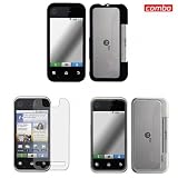 Motorola Backflip MB300 Combo Rubber Feel Black Protective Case Faceplate Cover + Trans. Clear Protective Case Faceplate Cover + LCD Screen Protector for Motorola Backflip MB300