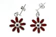 Sterling Silver Red Flower Earrings