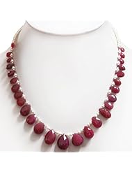 Natural Pearl & Faceted Ruby Drops Beaded Designer Handmade Single Strand Necklace