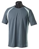 Alo Men's Short-Sleeve Color-Block CrewNeck Shirt, slate/grey/white, Medium