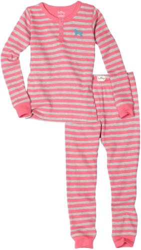 Hatley Girls 2-6x Pink Labs Thermal Pajama Set, Multi-Colored, 2T