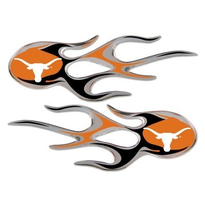 University of Texas Longhorns NCAA College Sports Team Chrome Micro Flame Decal Sticker Car Truck Motorcycle Emblem Set of Two