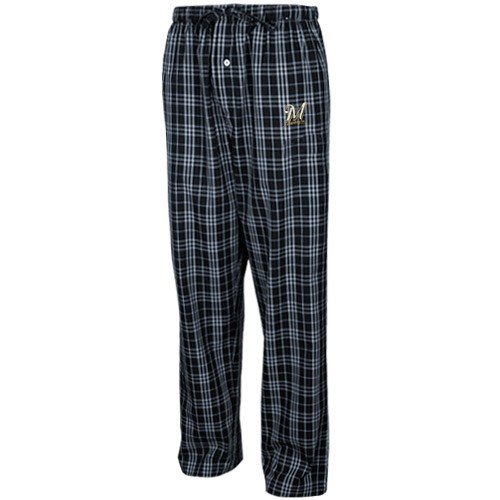 Milwaukee Brewers Navy Blue Plaid Event Pajama Pants (Medium)