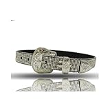 Atlas Apparel Leather Rhinestone Belt - BELTNH93KIDS - Black - Kids