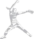 Sudden Shadows Girl Softball Pitcher Wall Sticker Mural