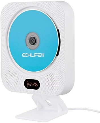 ECHLIFE Latest Wall-mounted Bluetooth Hi-Fi CD Music Player with Remote Control, USB, TF Card, AUX In and Digital Display Screen - Tenth Generation (White)