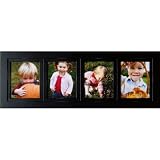 Collage Frames, 4 Opening Black 5x7 Multi Photo Picture Frames -Solid Wood, Hand-Distressed