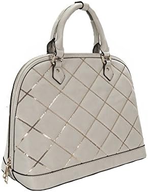 Dudlin 202-62-11 Grigio Grey Structured Dome Satchel/Shoulder Bag