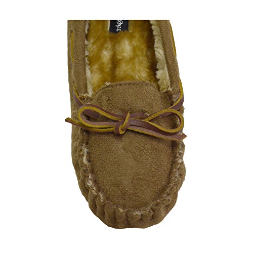 BlueberryWomens Faux Soft Suede Fur Lined Moccasin House Slippers Indoor Outdoor