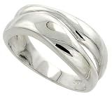 3/8 (10mm) Sterling Silver High Polished Freeform Ladies Ring
