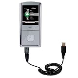 Coiled USB Cable for the RCA M4304 Opal Digital Media Player with Power Hot Sync and Charge capabilities – uses Gomadic TipExchange Technology