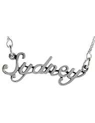 Sterling Silver SYDNEY Name Necklace 3/8 inch, 17 inches long
