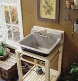 Kohler Bayview wood stand utility sink with two-hole faucet drilling in backsplash White - K-6608-2P-0