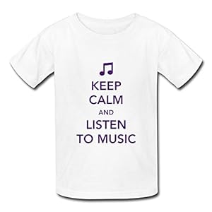 Geek Crew Neck Keep Calm Listen Music Teenage T-Shirts