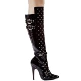Women's Sexy Knee High Boots Quilted Stitchng Patern 5 Inch Heel Black Silver