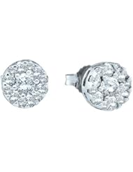 Diamond Earring 1.00ctw round diamond flower ladies earrings 14KT White Gold