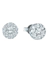 14KT White Gold 0.25 CTW Diamond Flower Earring