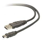 (Price/EA)USB Mini-B Cables, 6' Cord, 5-Pin, Gray