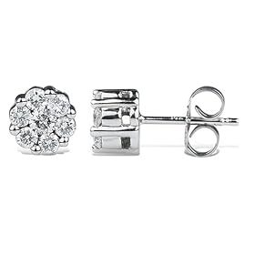 14k White Gold Diamond Flower Cluster Earrings (1 2 cttw, H-I Color, I2... by Amazon.com Collection