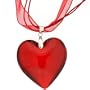 Heart Pendent Glass Red Silk Cord Necklace 18" Heart Gift Box Bucasi SALE