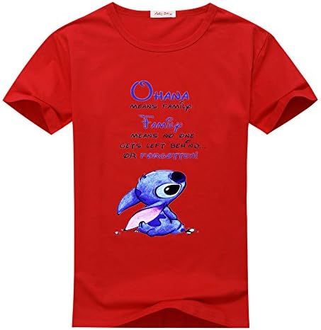 NeynStyle Womens Lilo And Stitch Cartoon Red T-shirts Size S