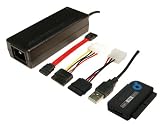 USB zu IDE und SATA Adapter - Version 2.0 - One Touch Backup Funktion - USB-, SATA-Kabel, Stromadapter AC/DC Netzteil im Lieferumfang - Adapter USB 2.0 zu 6,4cm (2,5 Zoll) + 8,9cm (3,5 Zoll) IDE + SATA HDD OTB