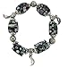 Silver Tone Black Murano Glass Stretch Charm