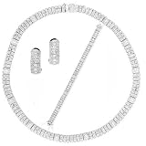 ClassicDiamondHouse CZ Three Row Tennis Design Necklace, Bracelet, And Earrings Set Picture
