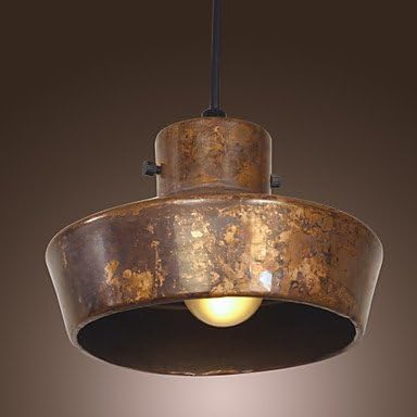 40W Retro Artistic Pendant Light with Rusty Metal Hat-shaped Shade