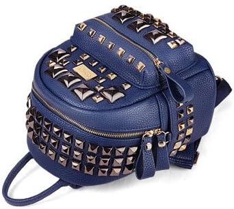Cczimo Women's Rivet Leather Backpack Backpack Mini Diamond Trend Schoolbag Snake 2015 Navy Blue