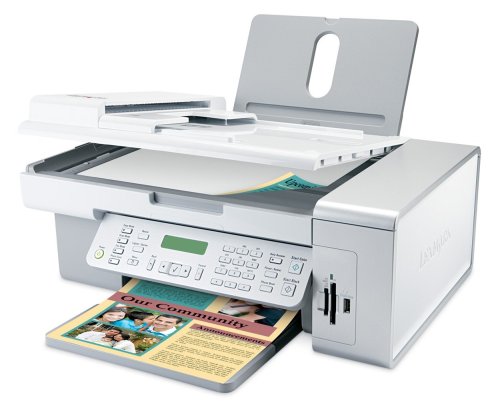 Lexmark X5495 Tintenstrahl Multifunktionsgerät mit Multi-Kartenleser (Drucker, Scanner, Kopierer, Fax) weiß / silber