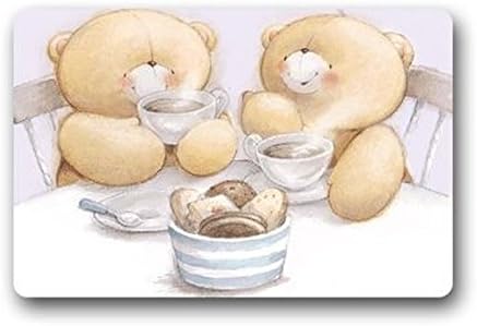 Our Iris Bear Drinking And Earting Welcome Door Mat Rug Indoor/Outdoor Mats Welcome Doormat Decor Rug 30(L)x18(W)