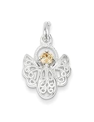 Sterling Silver Orange CZ Angel Charm