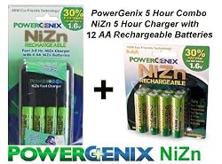 Powergenix 5-Hour Fast Charger with 12 AA 1.6v Rechargeable NiZn Batteries