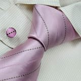S2042 NEW Designer Hand Made Pink Neck Tie Cufflinks Stripes Ties
for Men Jacquard Woven Pure Silk Mens Neck Tie and Cuff Links Gift
Set