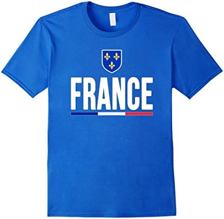 Men's FRANCE T-shirt 2016 2017 French Flag Tee Francais Coat Arms Large Royal Blue
