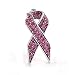 Bling Jewelry Silver Plated Pink Rhinestones Breast Cancer Awareness Ribbon Brooch Pin