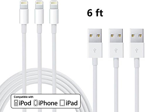 3 PCS 6ft iphone 6s iphone 6s plus Lightning Cord Charging Cable [White]