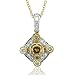 18k Tri Tone Gold Square White, Yellow and Champagne Diamond Pendant Necklace (GH, SI, 0.42 carat)