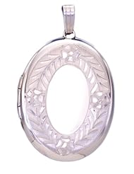 14k White Gold 2 Photo Oval Locket