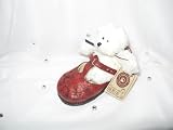 Boyds Babay Collection Prissy Big Girl Shoe Plush White Mini Bear and Red Mary Jane Style Shoe