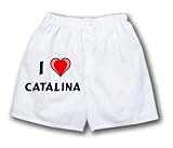 White Boxer Short with I Love Catalina